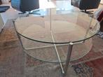 Te koop aangeboden Gispen glazen salontafel, Ophalen, 50 tot 100 cm, Rond, 50 tot 100 cm
