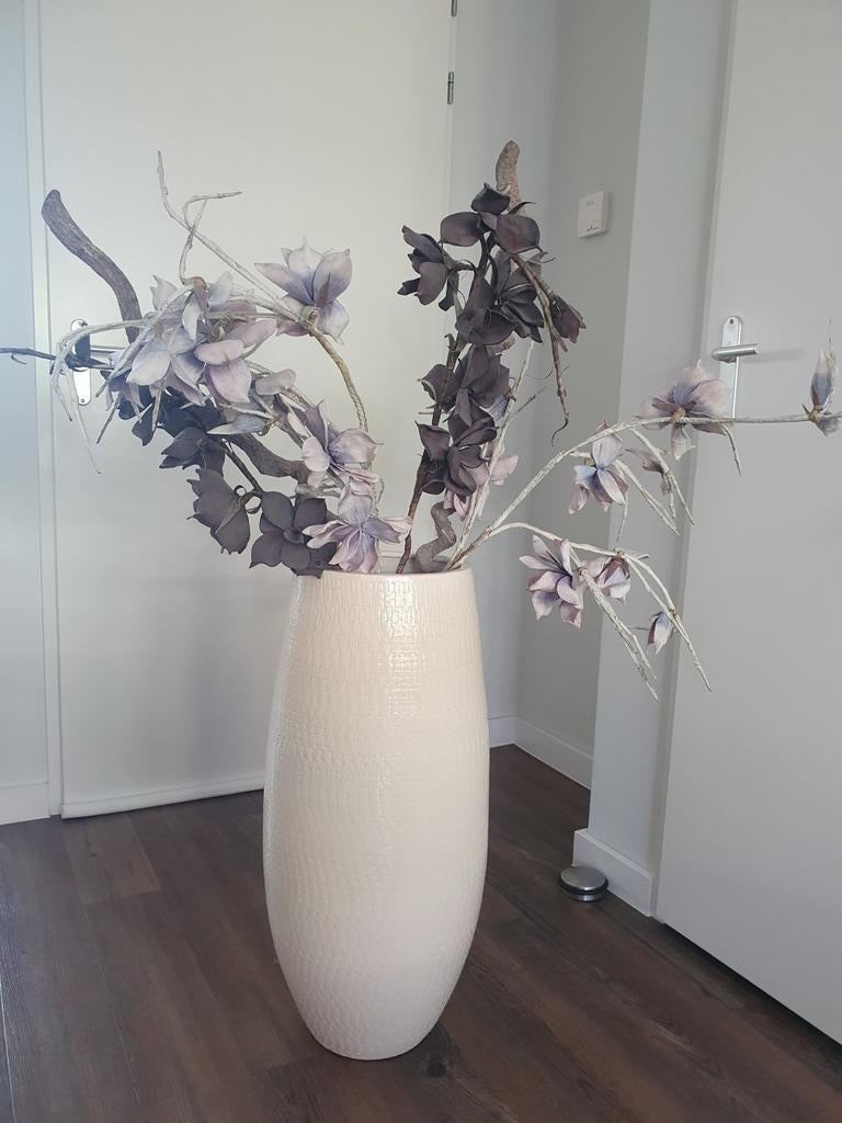 Vaas met kunstbloemen, lange steel, Huis en Inrichting, Woonaccessoires | Vazen, Overige kleuren, 50 tot 75 cm, Aardewerk of Porselein