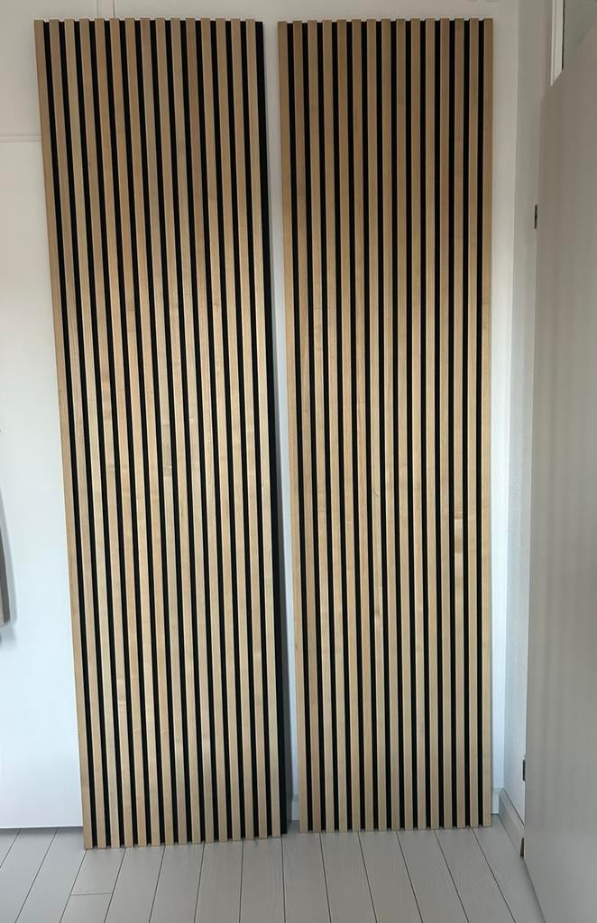 Twee wandpanelen japandi licht eiken lattenwand, Ophalen, Zo goed als nieuw