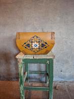 Chinese houten kist mand met okergele bloembeschildering, Ophalen of Verzenden