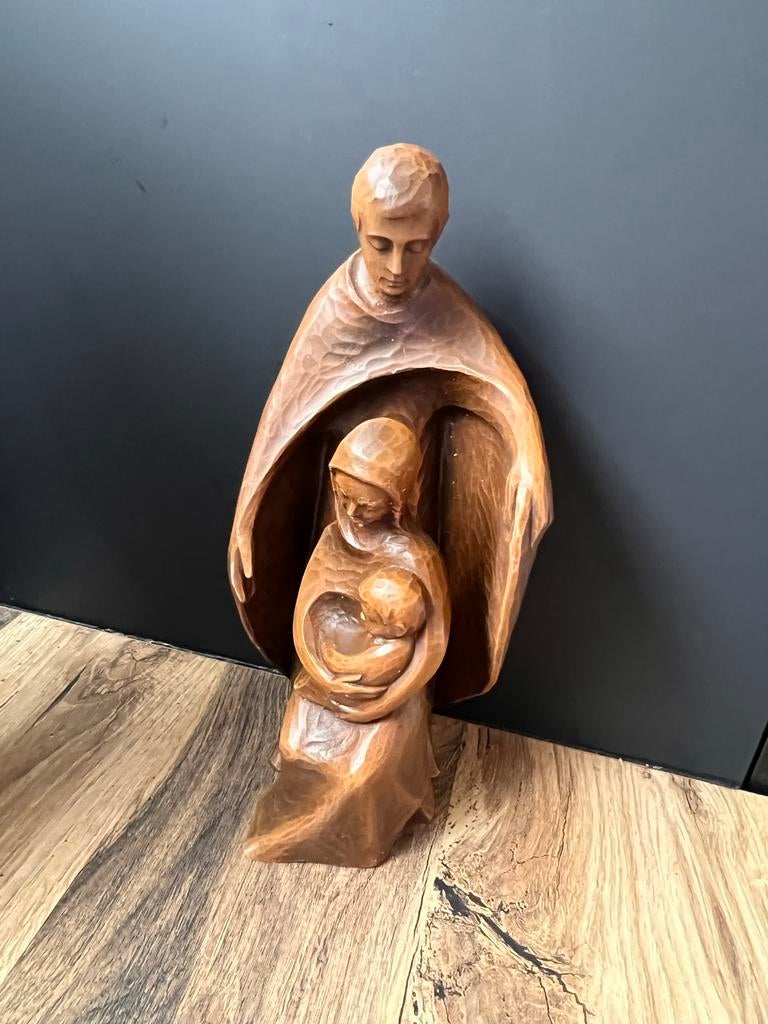 Houten beeld Heilige Familie - Jozef, Maria en Jezus, Antiek en Kunst, Ophalen of Verzenden