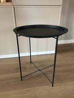 Zwart metalen bijzettafel, Huis en Inrichting, Tafels | Bijzettafels, Minder dan 55 cm, Metaal of Aluminium, Rond, Ophalen of Verzenden