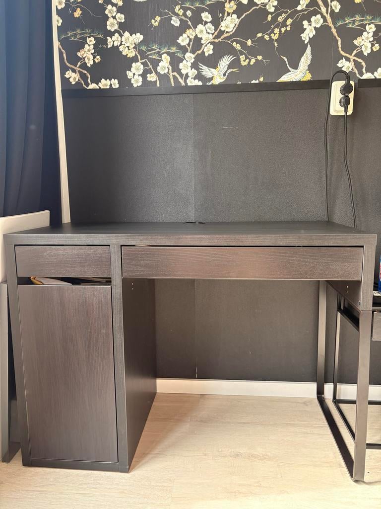 IKEA MICKE bureau zwartbruin, Ophalen, Zwart, 105 cm, Met lades