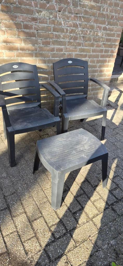 Hartman tuinset: 2 stoelen en bijzettafel, Tuin en Terras, Tuinsets en Loungesets, 2 zitplaatsen, Kunststof, Gebruikt, Bijzettafel