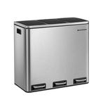 SONGMICS Afvalscheider 3x18L Zilver - Vuilnisbak met Pedaal, Huis en Inrichting, Woonaccessoires | Prullenbakken, Met pedaal, 50 tot 75 cm