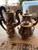 Antiek verzilverd theeservies met houten handvatten, Ophalen of Verzenden, Zilver