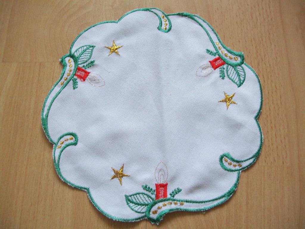 Kerst - geborduurd kerstkleedje kerst kleedje 21 cm - nieuw, Ophalen of Verzenden, Nieuw