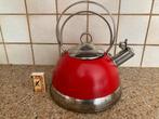 Rode Wesco fluitketel theeketel waterketel vintage stijl, 1 tot 2 liter, Ophalen of Verzenden, Gebruikt