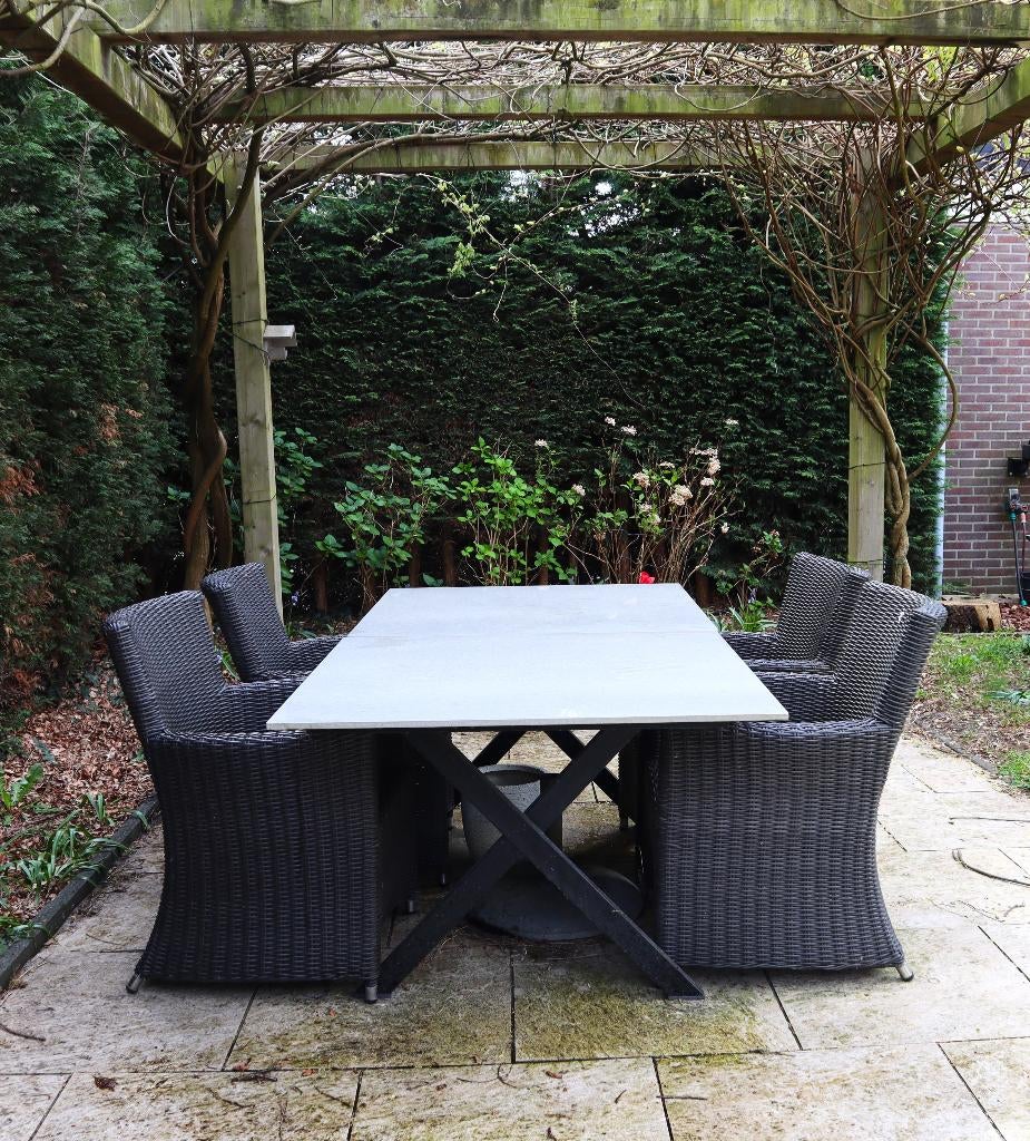 Tuintafel met 4 stoelen, Ophalen, Zo goed als nieuw, Tuinset, Eettafel