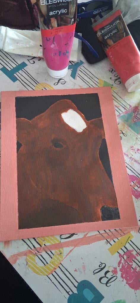 Schilderij koe, Ophalen of Verzenden