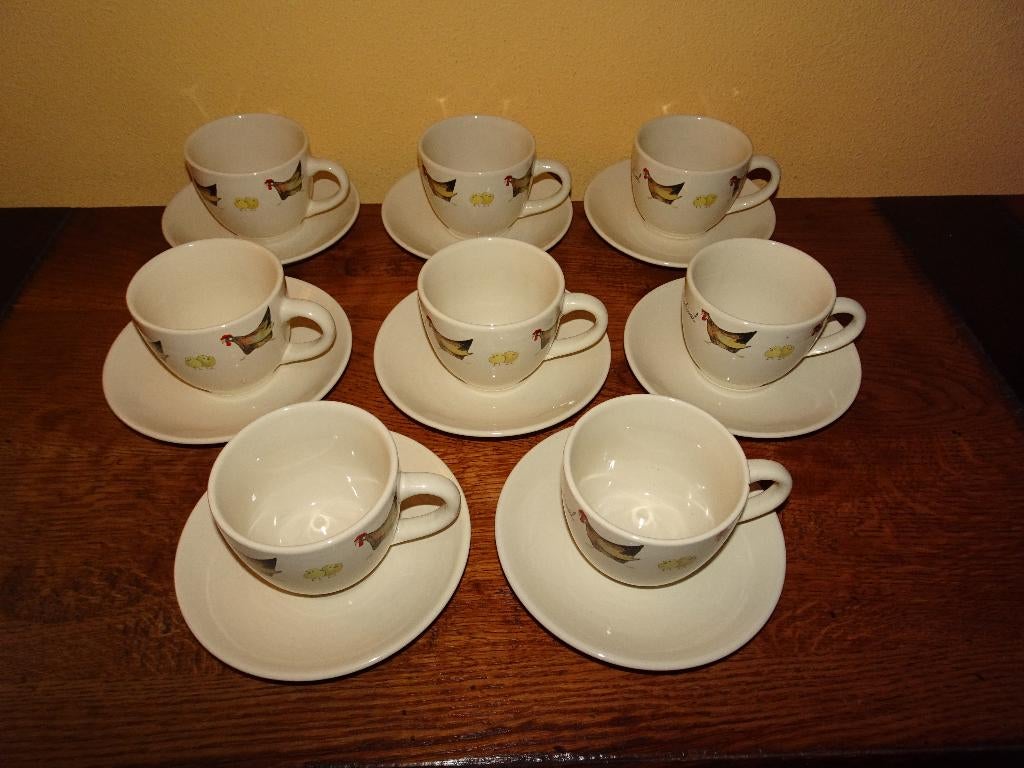 8 Jet ter Steege Chicken Festival kop en schotels, Ophalen of Verzenden, Zo goed als nieuw, Overige stijlen, Kop(pen) en/of Schotel(s)