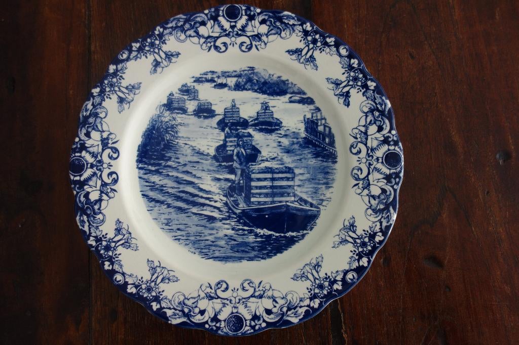 Wandbord schuiten naar de veiling Bovenkarspel, Ophalen of Verzenden