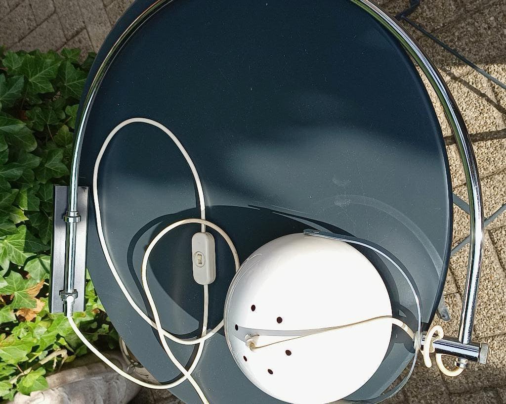 Vintage ''eyeball'' wandlamp - chromen Dijkstra booglamp 70s, Ophalen, Gebruikt, Vintage - Dijkstra  design  - seventies   eyeball