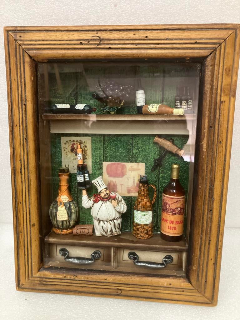 Decoratieve 3D lijst met wijnkelder tafereel, Hout, Ophalen of Verzenden, Bruin, Klassiek