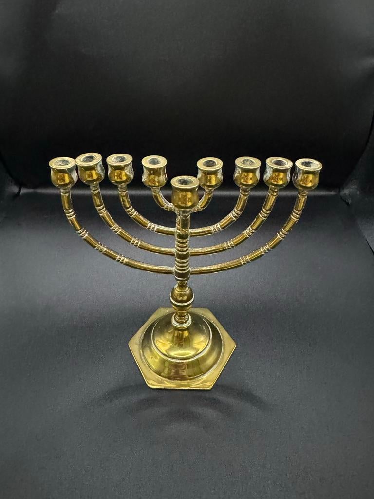 Vintage Koperen Menora Kandelaar - Joods Ritueel Object, Ophalen of Verzenden, Koper of Brons
