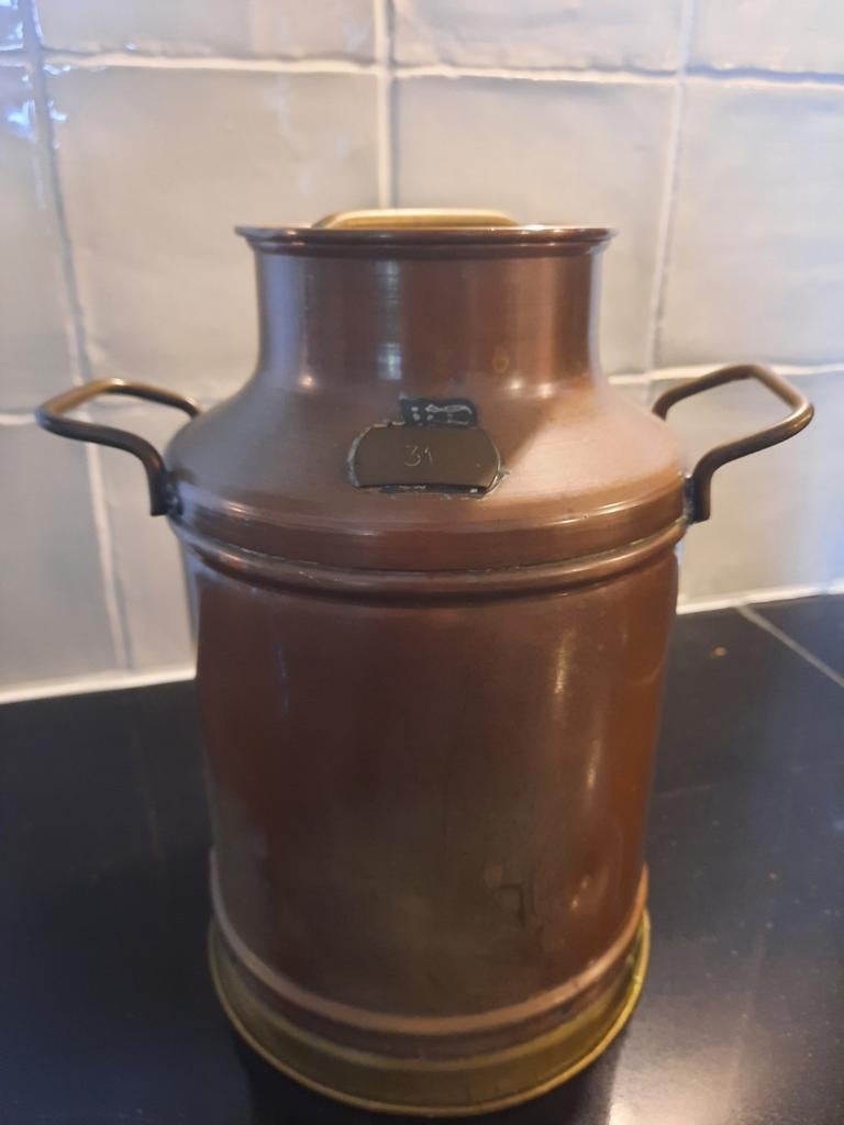 Antieke Puur Koperen Melkbus, 21 cm, Antiek en Kunst, Antiek | Koper en Brons, Ophalen of Verzenden, Koper