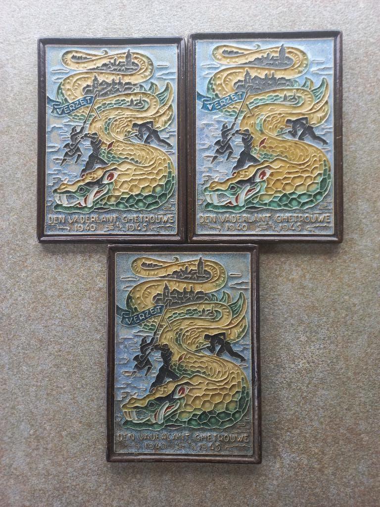 Set cloisonne tegels : Porceleyne Fles -2, Ophalen of Verzenden