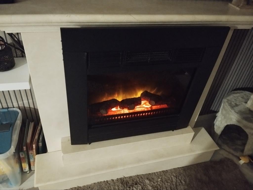 Elektrische haard met marmeren schou, Huis en Inrichting, Haarden, Ophalen of Verzenden, Zo goed als nieuw, Vrijstaande haard