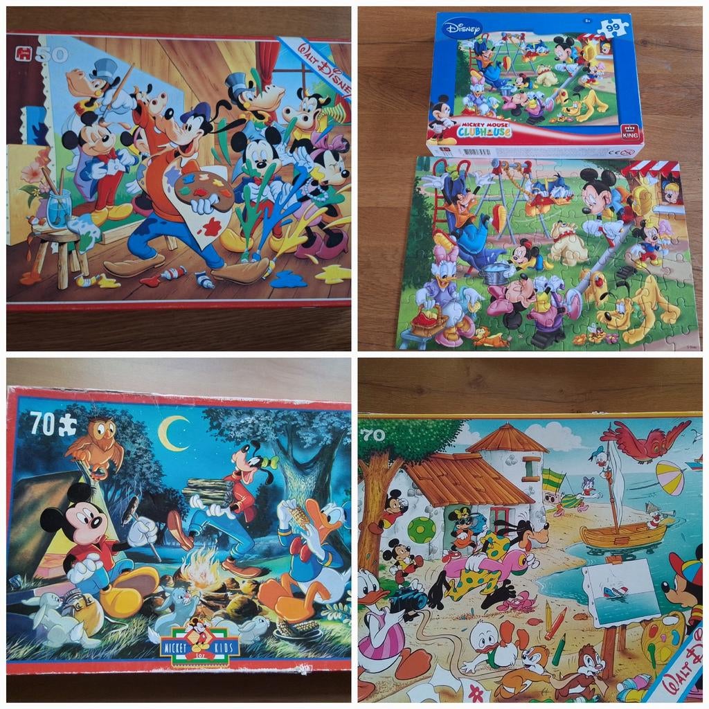 Disney Mickey Mouse en Donald duck puzzels - 4 stuks, Ophalen of Verzenden, Gebruikt, 4 tot 6 jaar