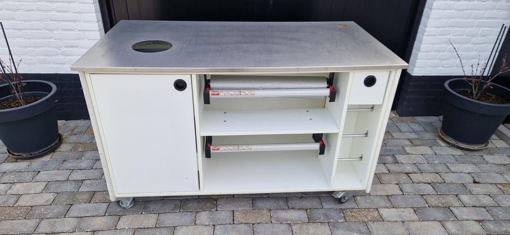 Buitenkeuken oppottafel of tuintafel werktafel rvs blad, Tuin en Terras, Ophalen, Hout, Overige typen