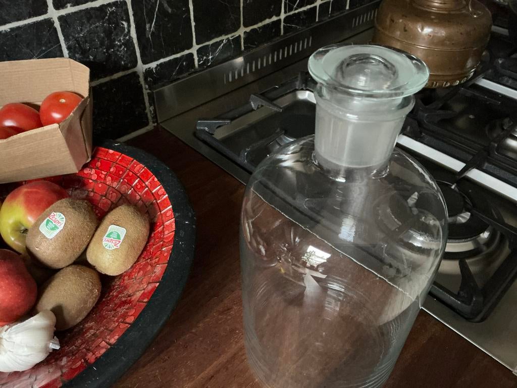 Glazen Apothekersfles met Geslepen Stop - Laboratoriumfles, Antiek en Kunst, Antiek | Glas en Kristal, Ophalen of Verzenden