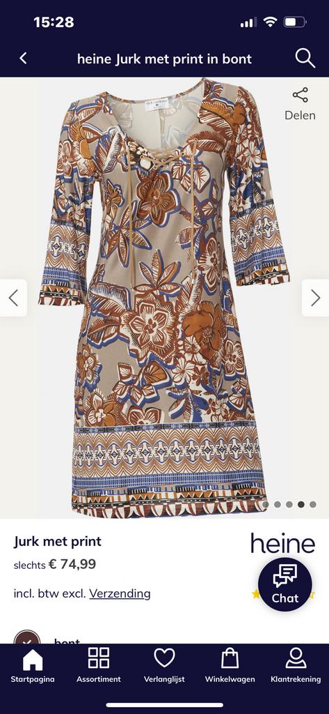 Heine travelstof zomer jurkje, Maat 38/40 (M), Blauw, Ophalen of Verzenden, Zo goed als nieuw