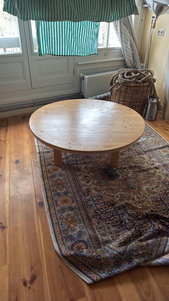Grenen salontafel (zelfgemaakt) - gratis, Ophalen, Gebruikt, Rond, Minder dan 50 cm