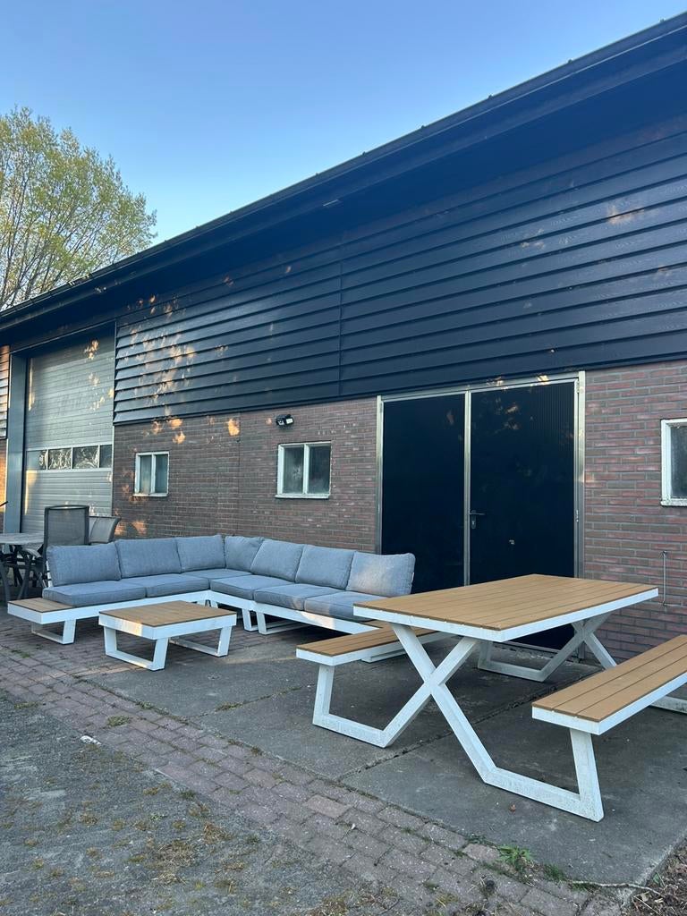 XXL loungeset met aluminium picknicktafel, Tuin en Terras, Ophalen, Zo goed als nieuw, Aluminium, Stoel