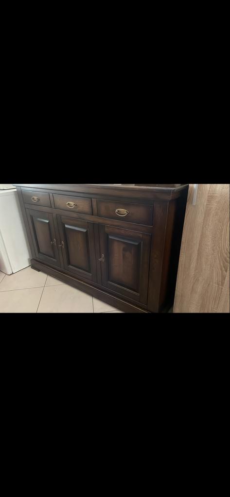 Robuust houten dressoir met lades en deuren, Gebruikt, 100 tot 150 cm, Ophalen of Verzenden, Met lade(s)