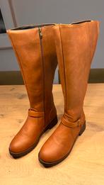 Cognackleurige laarzen wijde schacht mt 40 NIEUW, Hoge laarzen, Bruin, Nieuw, Ophalen of Verzenden