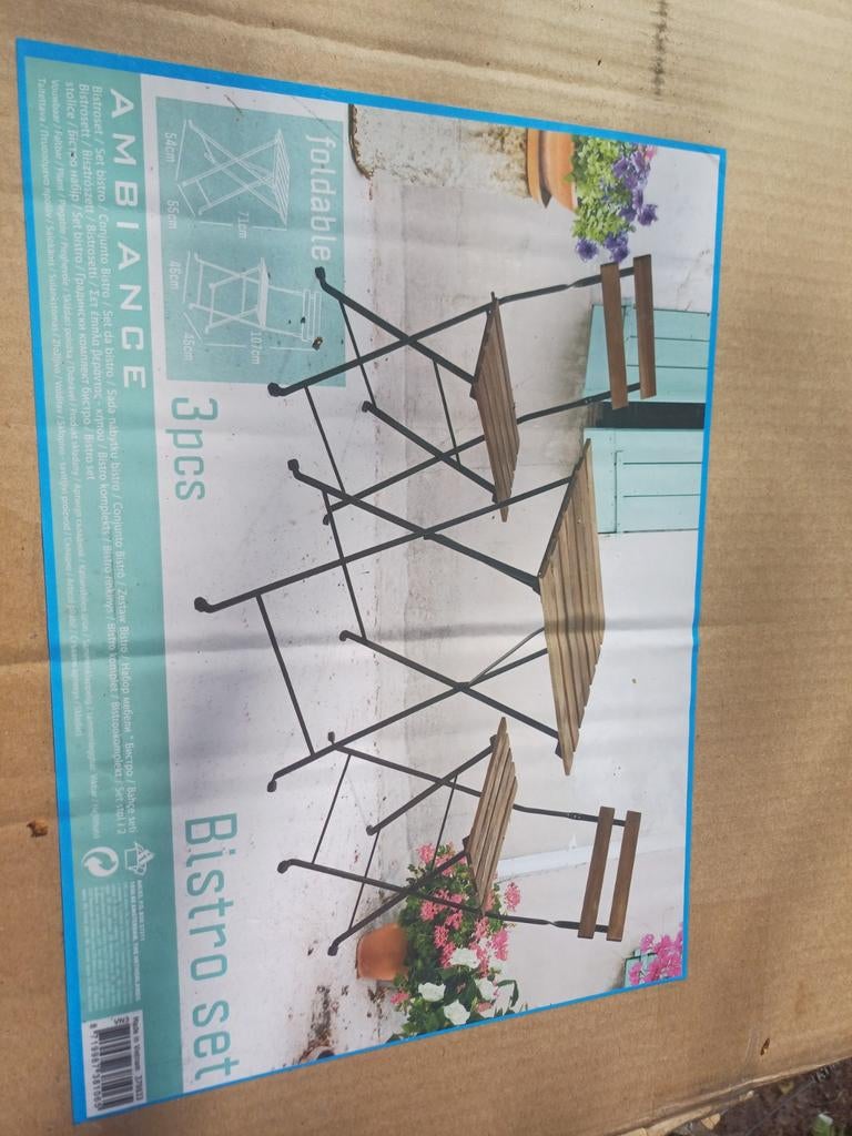Bistro setje nieuw in doos (1 tafel, 1 stoel), Tuin en Terras, Ophalen of Verzenden