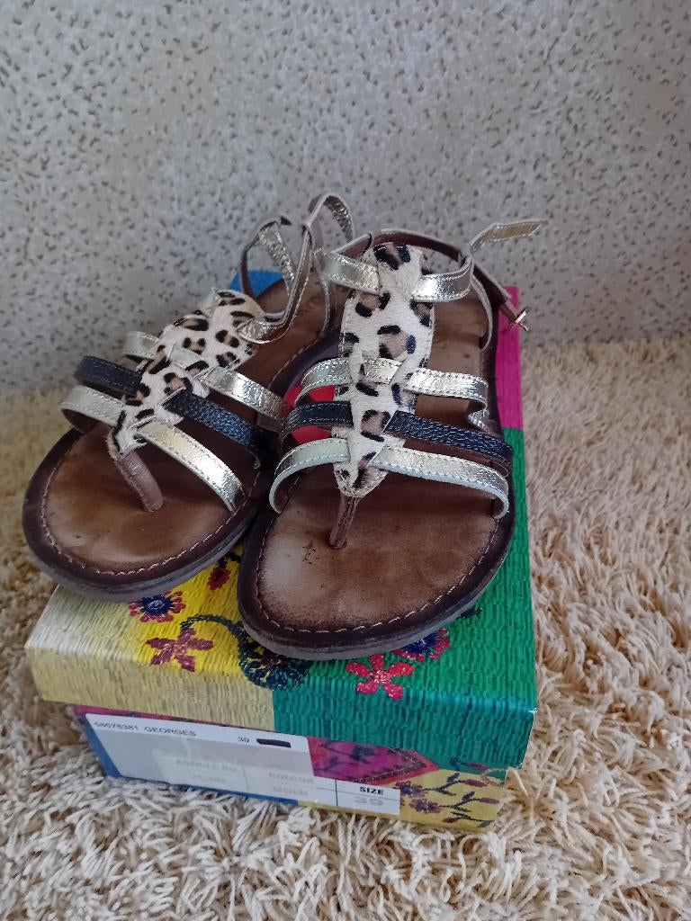 Lazamani luipaard print sandaal 39, Bruin, Verzenden, Sandalen of Muiltjes, Gedragen