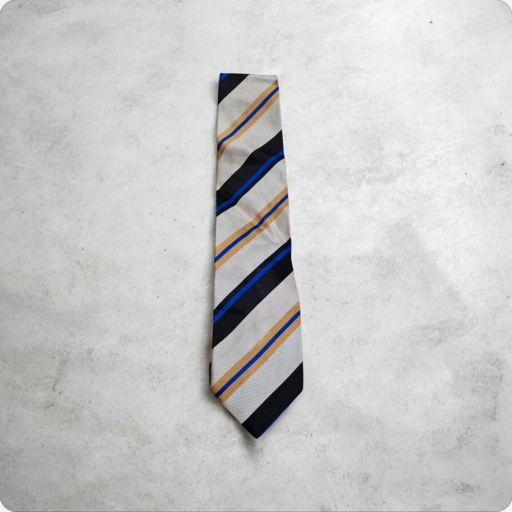 BOSS Hugo Boss Gestreepte Zijden Stropdas, Kleding | Heren, Stropdassen, Beige, Ophalen of Verzenden, Zo goed als nieuw, Met patroon