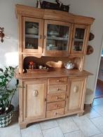 Franse Brocante Kast met Glas-in-lood oude buffetkast, Ophalen