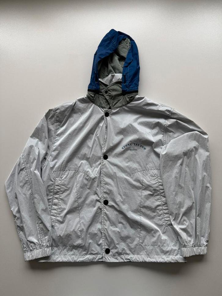 Stone island marina ripstop jas m reflective, Kleding | Heren, Jassen | Zomer, Gedragen, Maat 48/50 (M), Wit, Ophalen of Verzenden