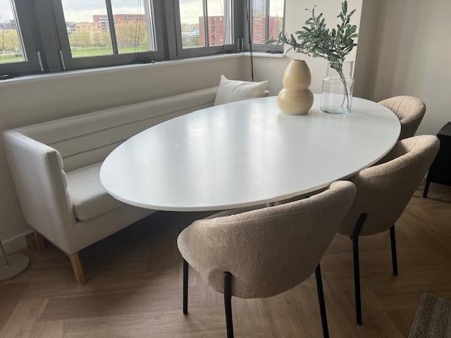 ovale Tulip witte eettafel 200x120 (herproduktie), Huis en Inrichting, Tafels | Eettafels, Ophalen, Gebruikt, 50 tot 100 cm, 150 tot 200 cm