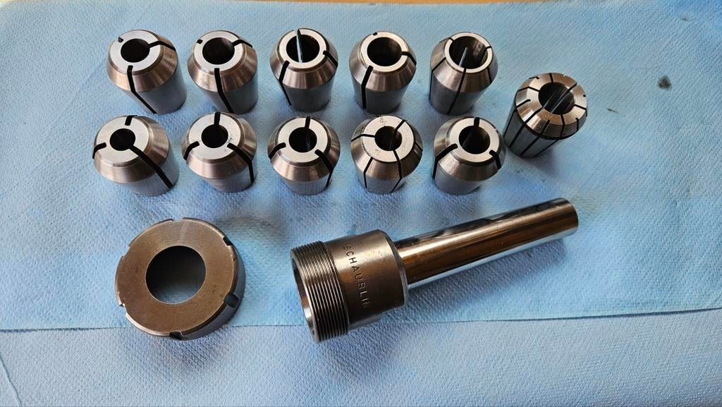 Schaublin MC4 spantangen set 13-22 mm, Ophalen of Verzenden, Metaaldraaibank