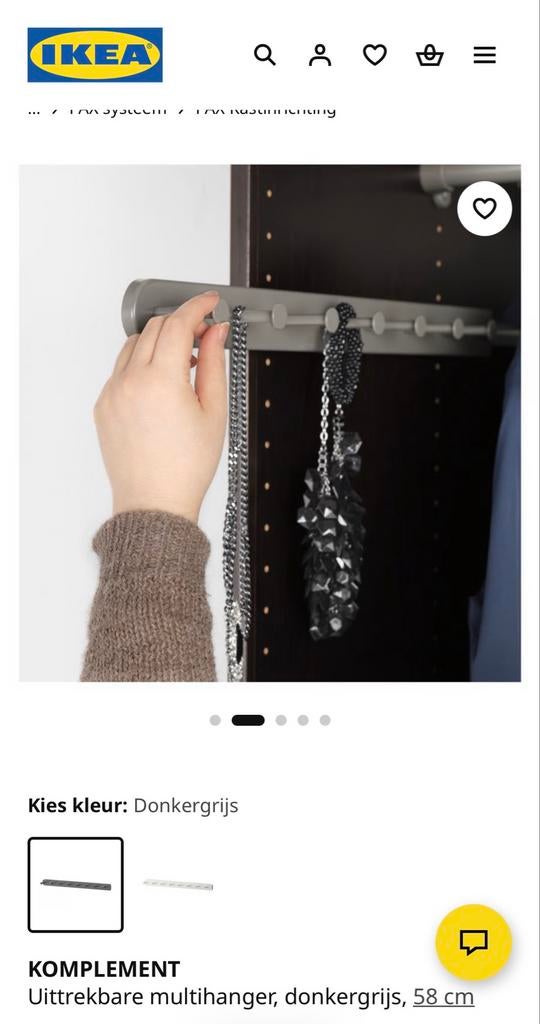IKEA KOMPLEMENT Uittrekbare multihanger, donkergrijs, Huis en Inrichting, Ophalen of Verzenden, Zo goed als nieuw