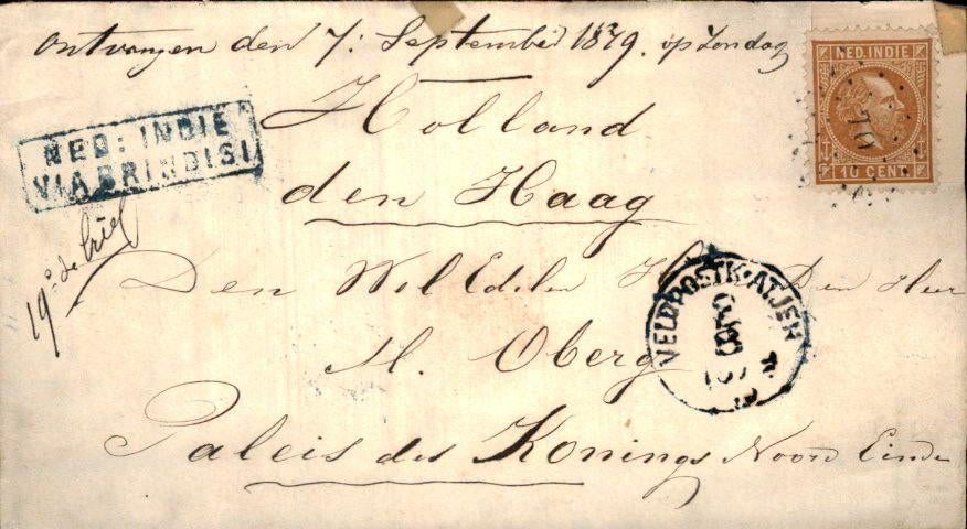 Nederlands Indië - Veldpostkantoor Atjeh - 1879, Postzegels en Munten, Brieven en Enveloppen | Nederland, Verzenden, Envelop