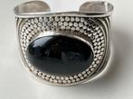 Zware, brede zilveren armband met Onyx - 100% zilver, Sieraden, Tassen en Uiterlijk, Armbanden, Verzenden, Zwart, Zo goed als nieuw