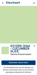 Ongeopende Gamma muurverf Cucumber Slice groen 5 liter, Ophalen, Nieuw, Groen