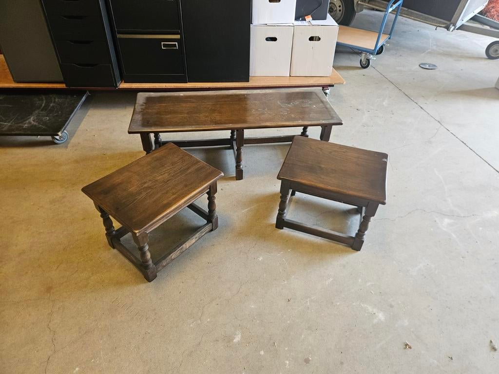 Houten salontafel met twee bijzettafels, Ophalen of Verzenden