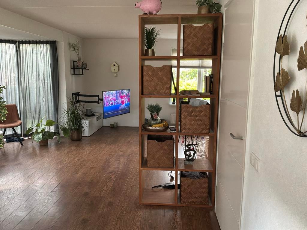 Massief Teakhouten Kast met 10 Vakken, Ophalen, Gebruikt