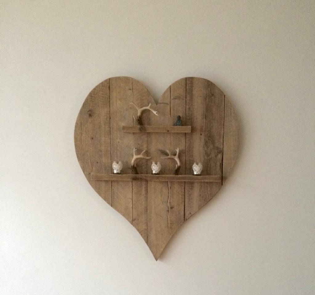 Mooi groot hart van steigerhout. 86x97 (BxH), Huis en Inrichting, Woonaccessoires | Wanddecoraties, Ophalen, 97 cm, 86 cm, Hout
