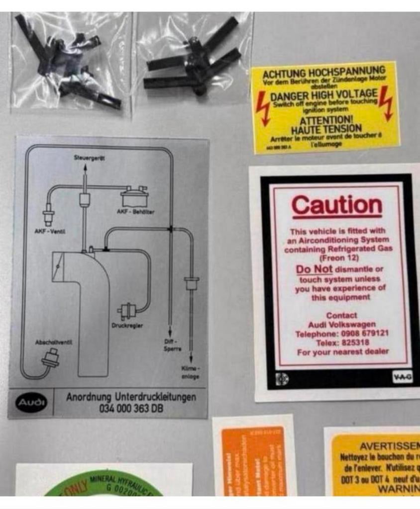 Audi Ur quattro 20 Klep RR vacuüm Slang Decal sticker set, Auto diversen, Autostickers, Ophalen of Verzenden, H, H, H