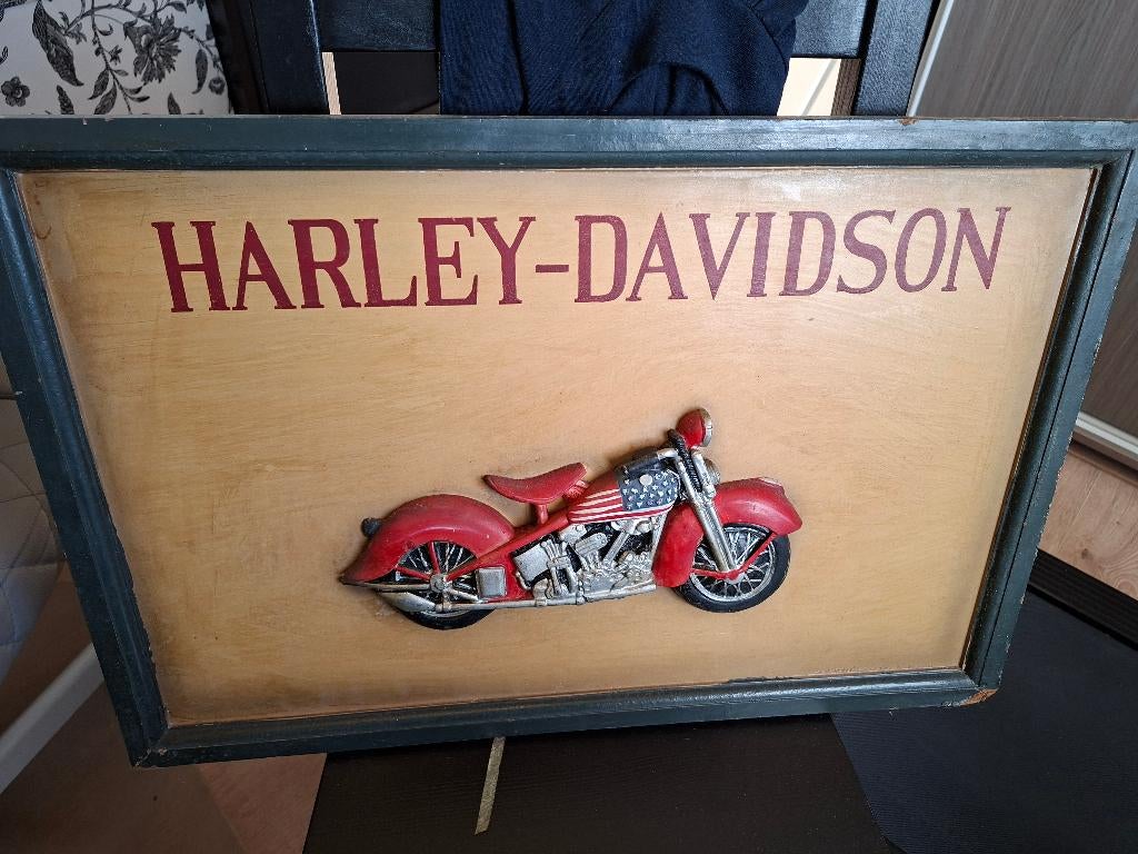 Te koop harley davidson wandbord, Ophalen, Gebruikt, Reclamebord