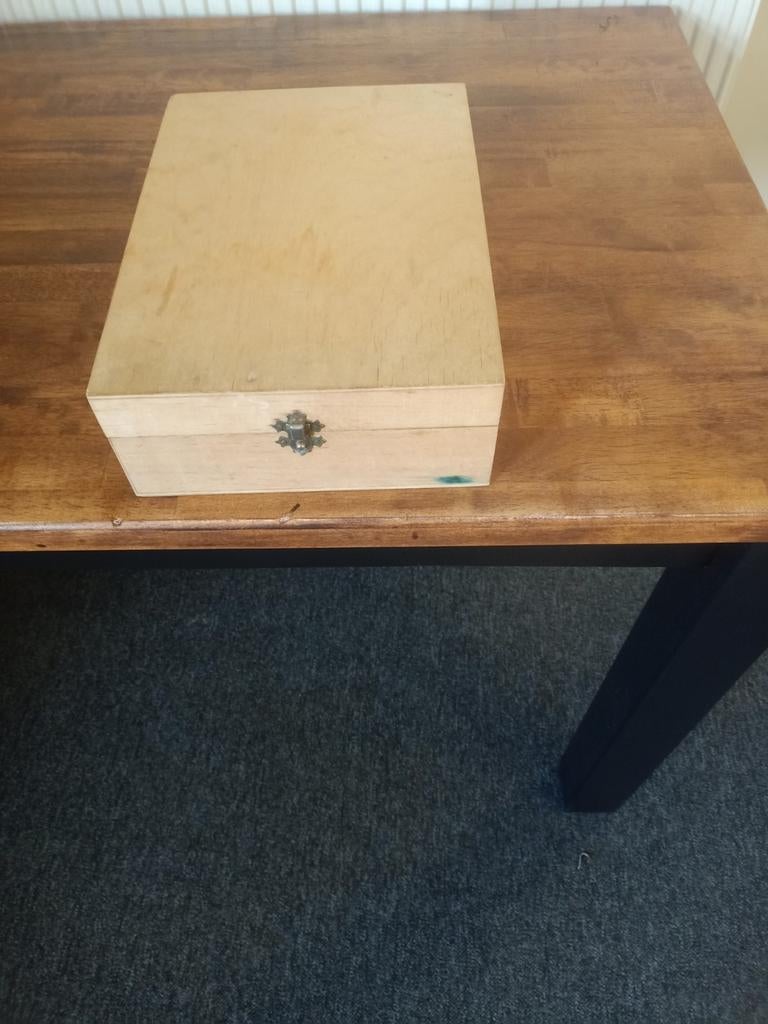 Houten sieradendoos met spiegel – compact, Ophalen, Gebruikt, Minder dan 50 cm, Rechthoekig