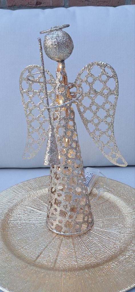 Kerst engel met lichtjes op gouden bord, Diversen, Kerst, Ophalen, Nieuw