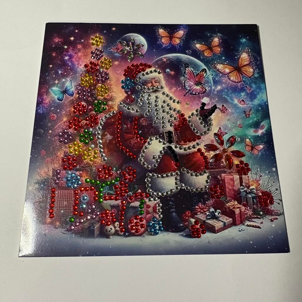 Diamond painting kerstkaart kerstman met cadeautjes, Ophalen of Verzenden, Nieuw, Kerst