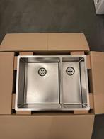 Reginox new york dubbele spoelbak  34x40 / 18x40, Zo goed als nieuw, Minder dan 100 cm, Grijs, 25 tot 50 cm